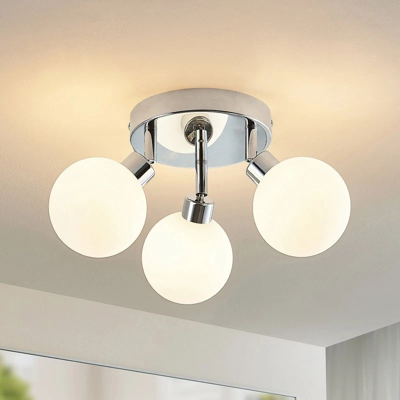 Lindby Zaniba Deckenleuchte Chrom - Rundes Design mit Opalglas