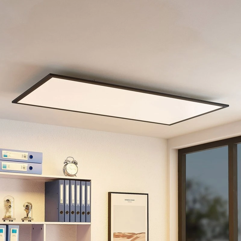 Lindby Nelios LED-Deckenleuchte 120x60 cm, 4000K, Schwarz