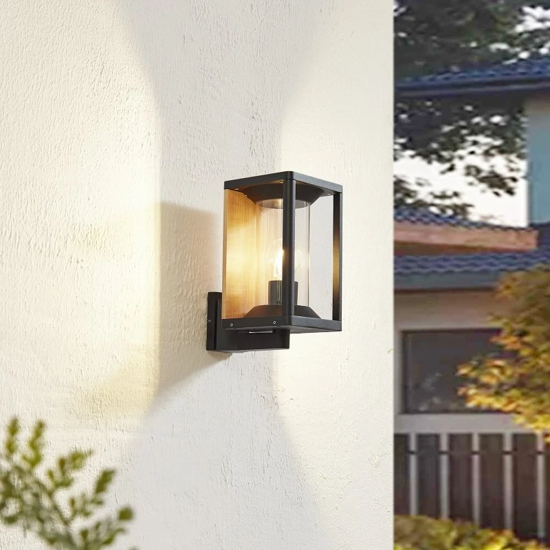 Lucande Candina Außenwandleuchte IP65 Schwarz Aluminium