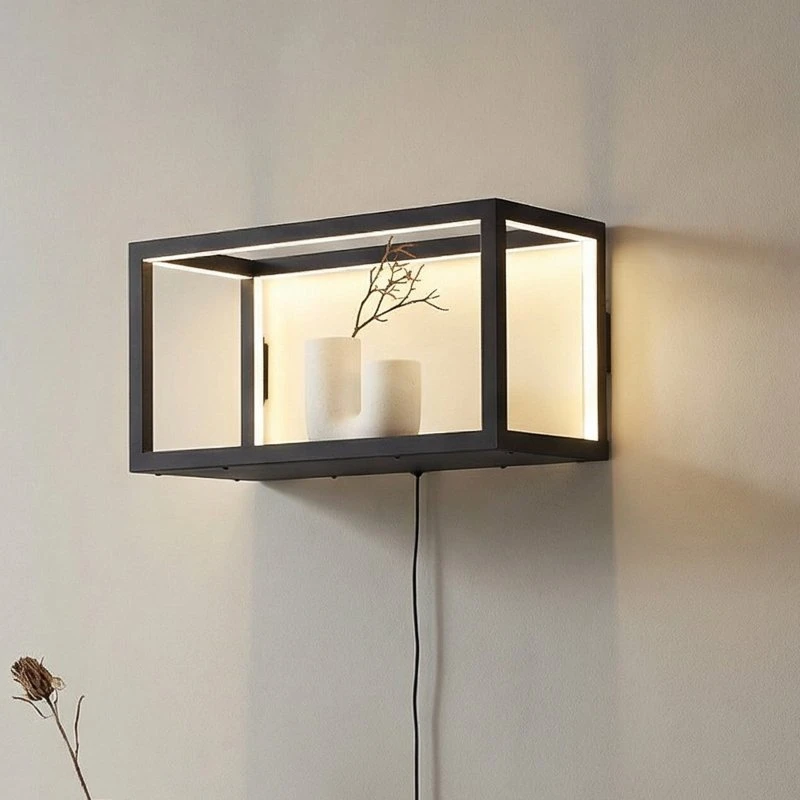 Lindby Birta LED-Wandleuchte mit Regal & USB-Anschluss, 51 cm