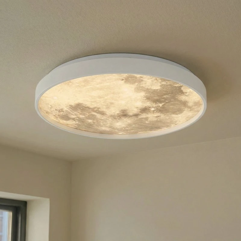 Lindby Lune LED-Deckenleuchte Weiß/Grau, 38 cm