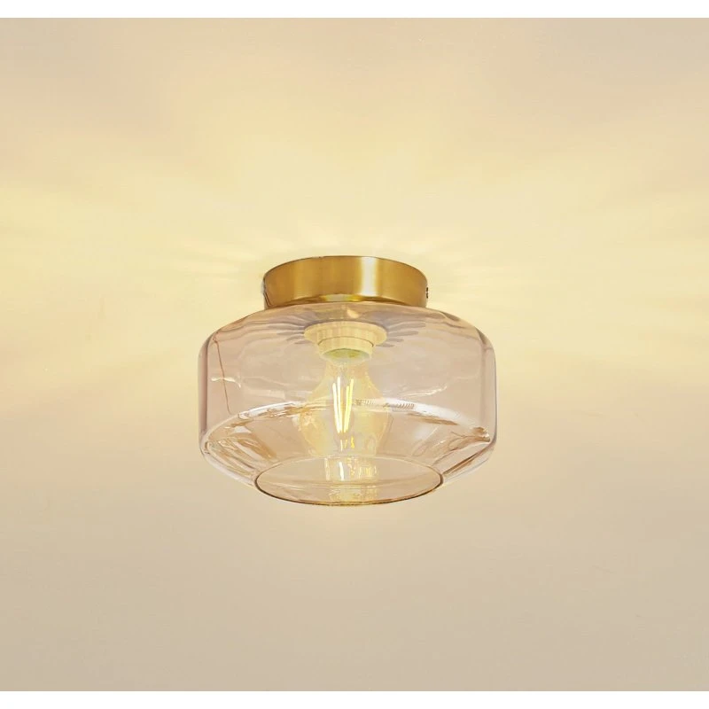 Lindby Deckenleuchte Hildur, Amber Glas, Ø 22 cm