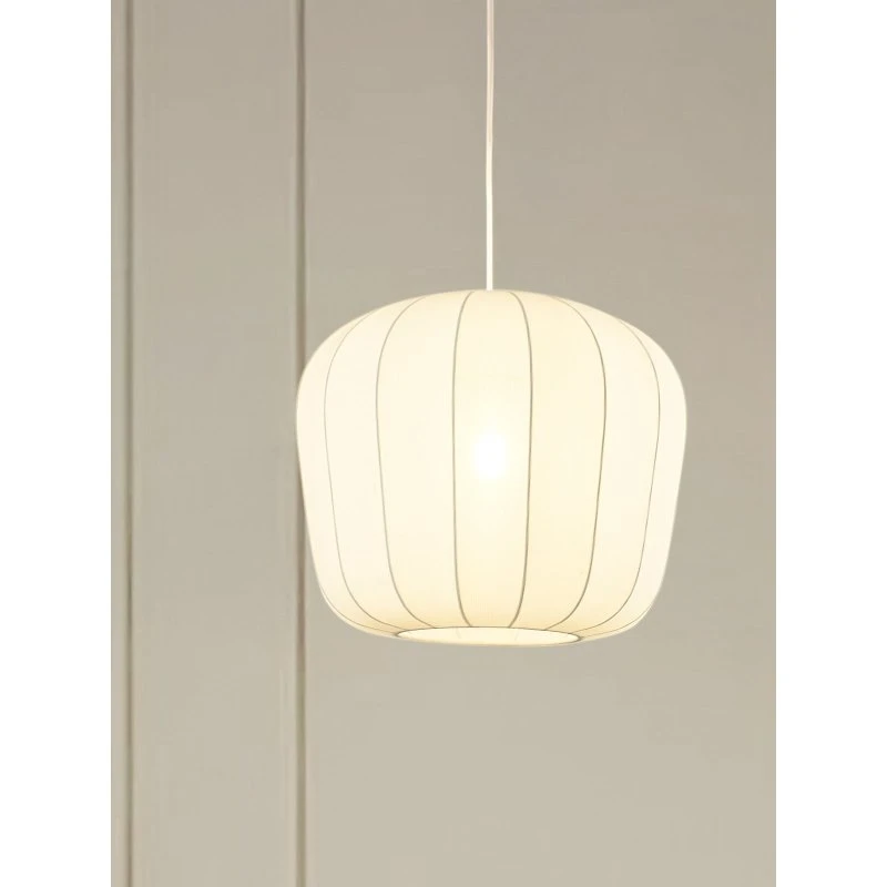 Lindby Pendelleuchte Helin Weiß Ø35 cm Stoff