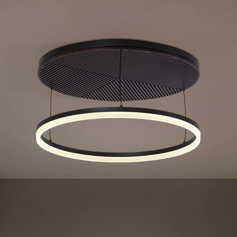 Lucande Orven LED-Deckenleuchte Ø 50 cm, schwarz/Holz, dimmbar