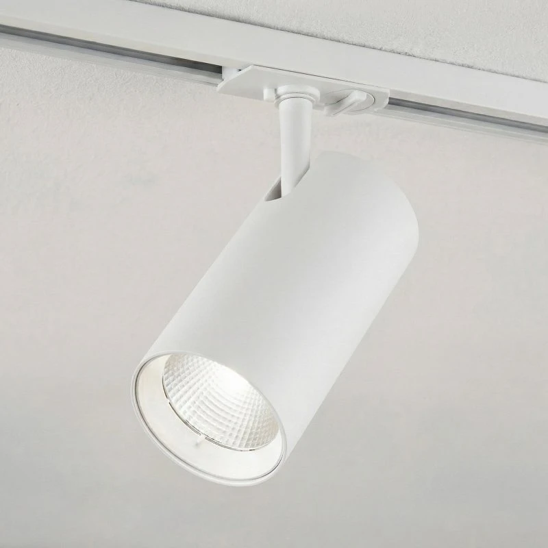 Lindby LED-Schienenspot Linaro, Weiß, Ø 7 cm, Aluminium, CCT
