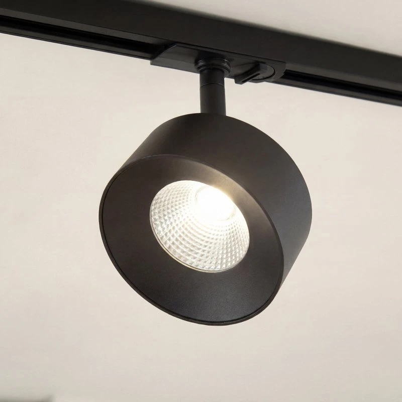 Lindby Linaro LED-Schienenstrahler, Schwarz, Ø 9,5 cm, 3.000K