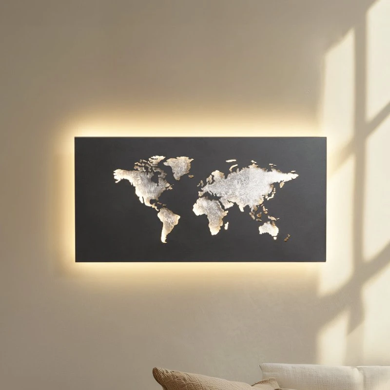 Lucande LED-Wandleuchte World, Anthrazit/Silber, 60x30cm