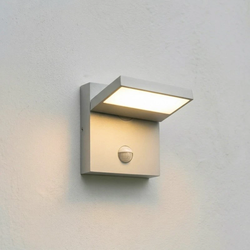 Lucande Silvan LED-Außenwandleuchte, steingrau, Sensor, IP54