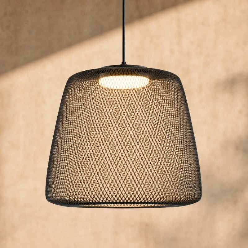 Lucande Korvyn LED-Außenhängelampe, schwarz, Ø50cm, step-dim