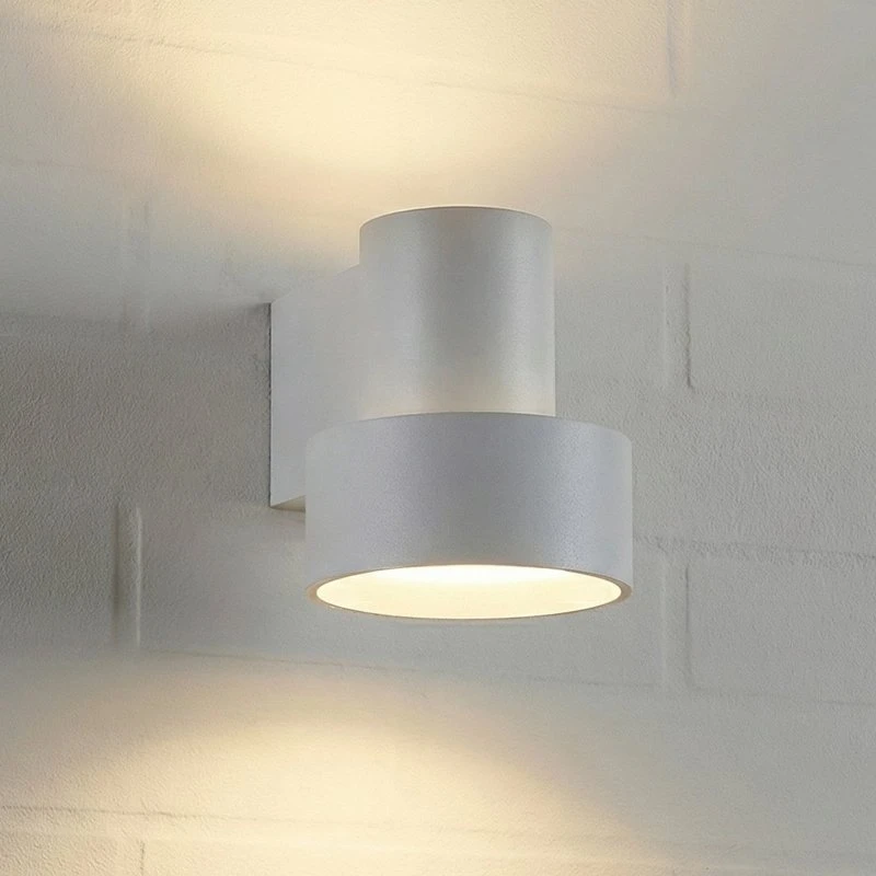 Lucande LED-Außenwandleuchte Elune, hellgrau, IP44, Up/Down