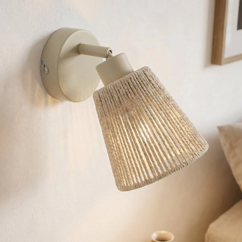 Lindby Wandspot Anuva, beige, Papier, 1-flammig, E14