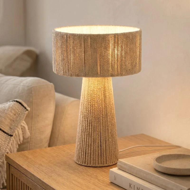 Lindby Tischleuchte Anuva, Beige, Papier, E27, 42 cm