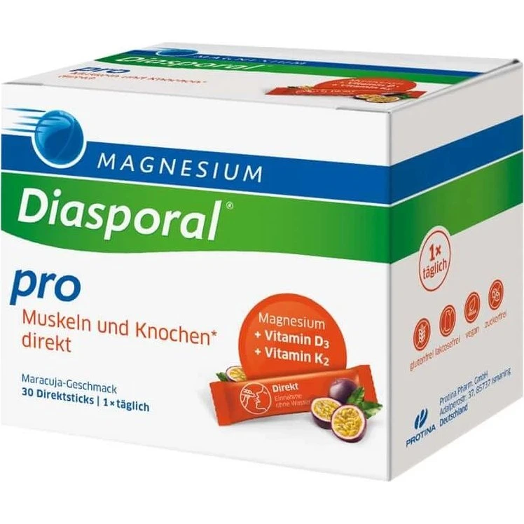 Diasporal Pro Magnesium, Vitamin D3 & K2 für Muskeln und Knochen, 30 Stk
