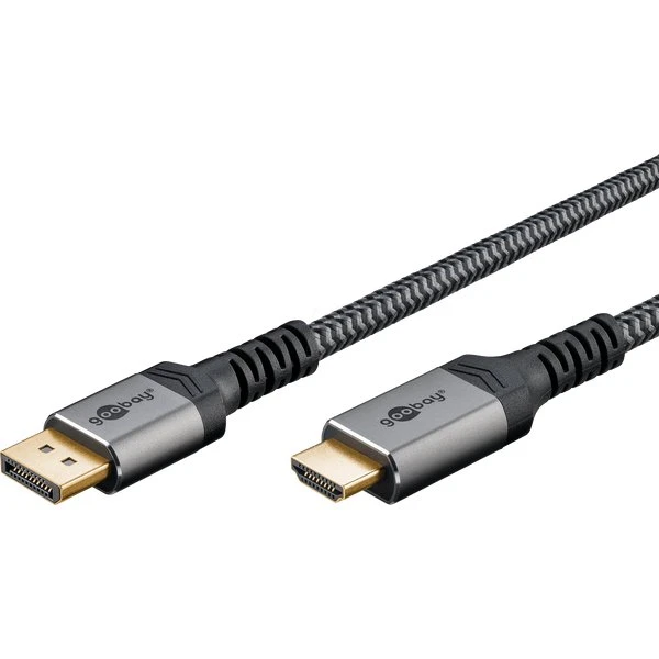 Goobay Plus DisplayPort auf HDMI Kabel 1m 4K@60Hz Sharkskin Grey