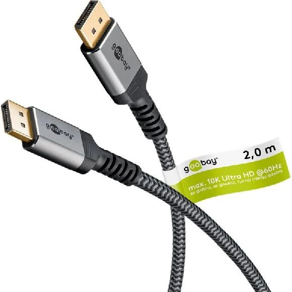 Goobay 75680 DisplayPort 2.1 Kabel 2m grau/schwarz