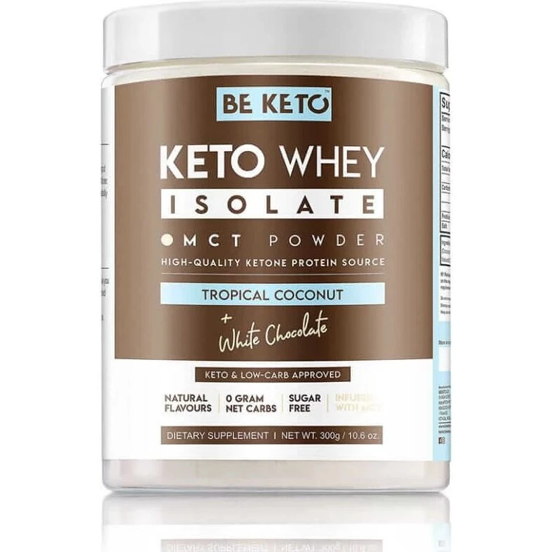 BeKeto Keto-Protein-Isolat mit MCT - Kokosnuss & weiße Schokolade 300g