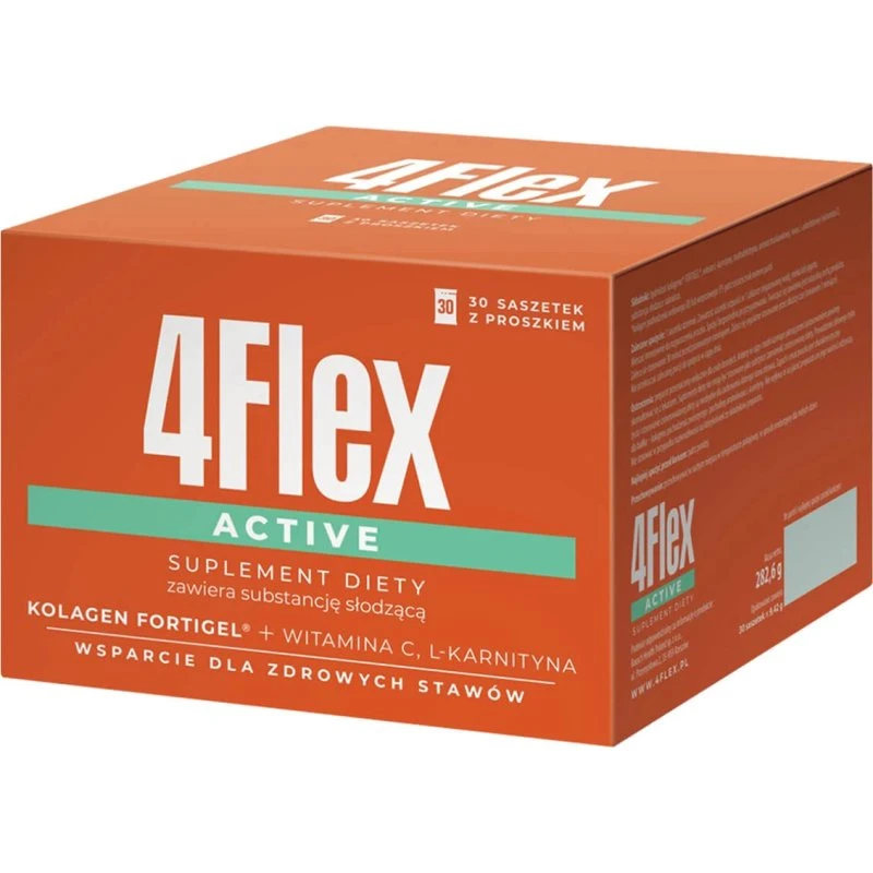 4Flex Active Erdbeergeschmack - Kollagen & L-Carnitin, 30 Beutel