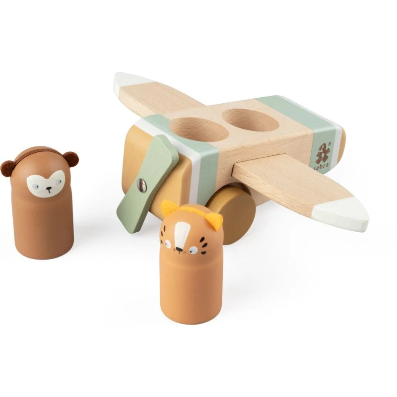 Sebra Holzflugzeug Wildlife mit Affe und Tiger