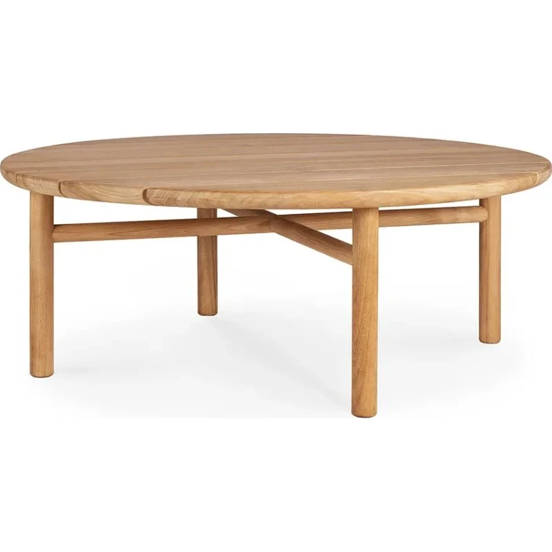 Ethnicraft Quatro Couchtisch aus massivem Teakholz, Ø 95 cm