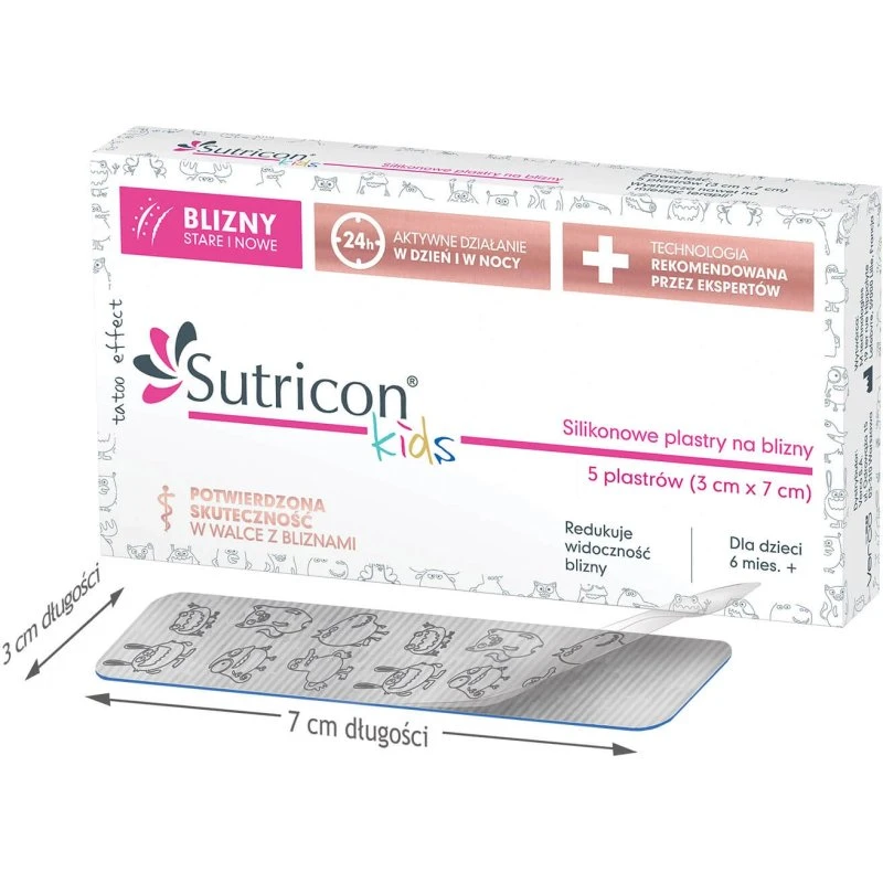 Sutricon Kids Silikon-Narbenpflaster für Kinder, 3x7 cm, 5 Stück