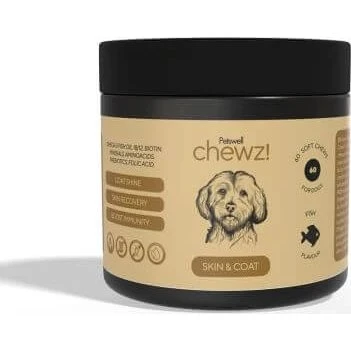 Petswell Skin & Coat Chewz Haut & Fell Nahrungsergänzung, 60 Kautabletten