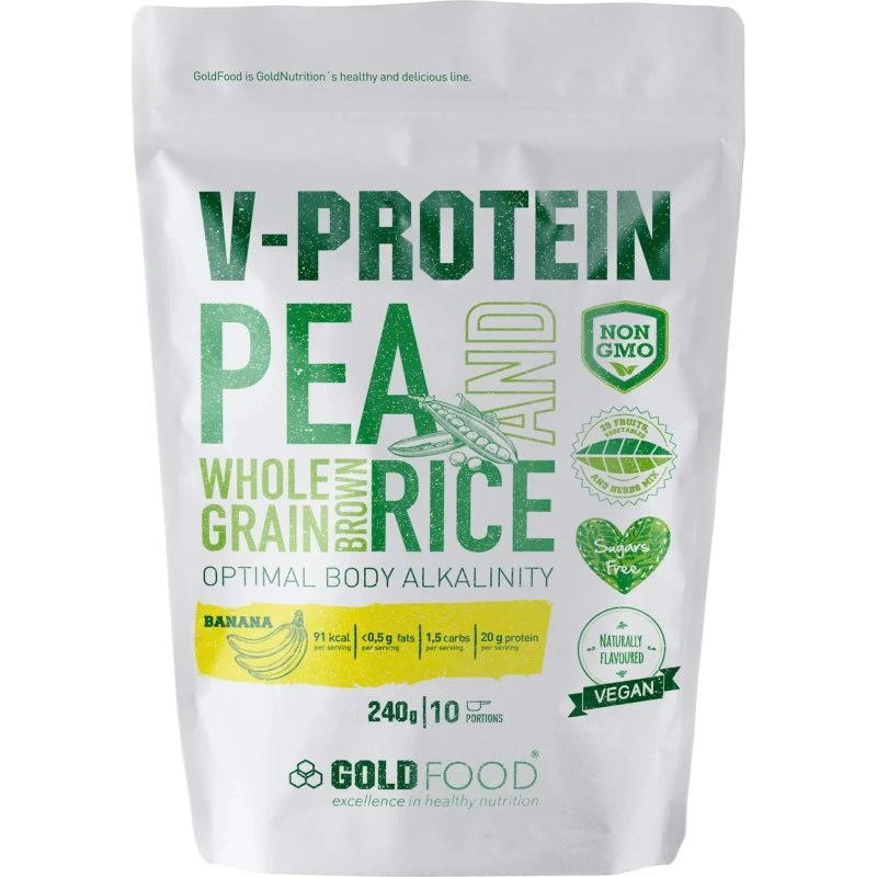 Gold Nutrition V-Protein Banane pflanzliches Eiweißpulver, 240 g