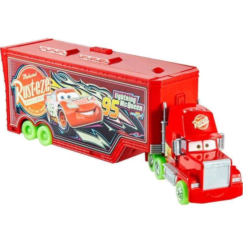 Mattel HPX76 Disney Pixar Cars Glow Racers Mack 2-in-1