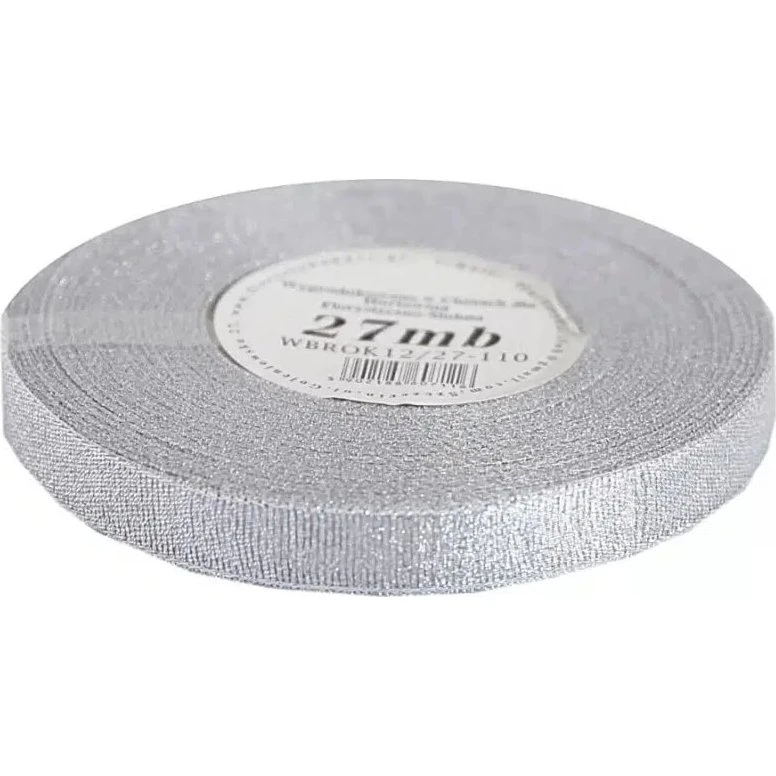 Glitzerband Silber 12mm x 27m - Glänzendes Bastelband