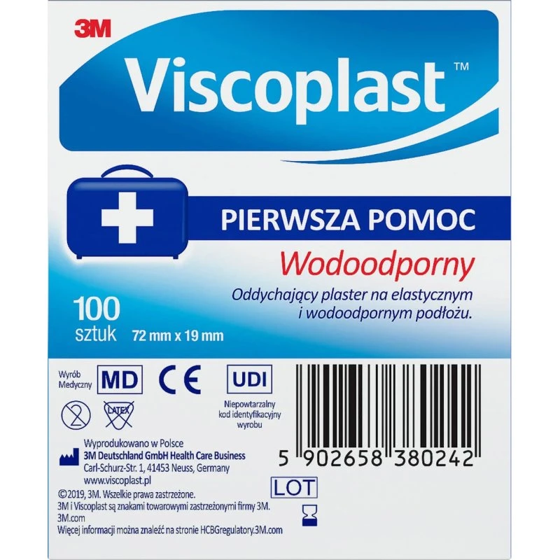 Viscoplast Waterproof Pflaster, mikroperforiert, 72x19 mm, 100 Stück