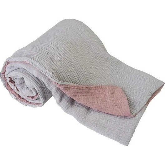 Babymatex Musselin-Babydecke, 75x100 cm, grau-rosa