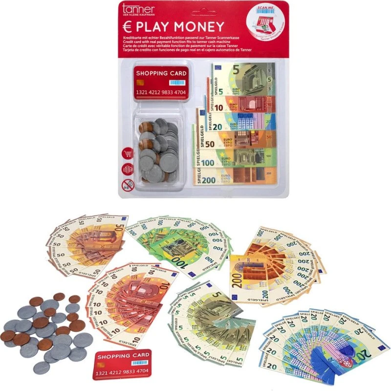 Tanner Euro Spielgeld-Set 93-teilig mit scannbarer Karte