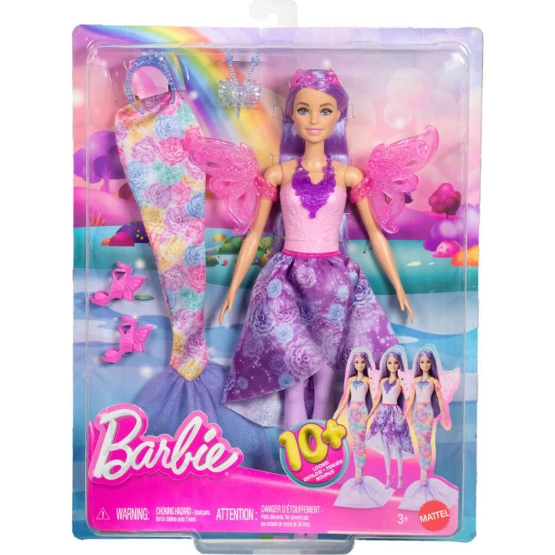 Barbie 3-in-1 Fantasy Puppe mit 8-teiligem Modeset