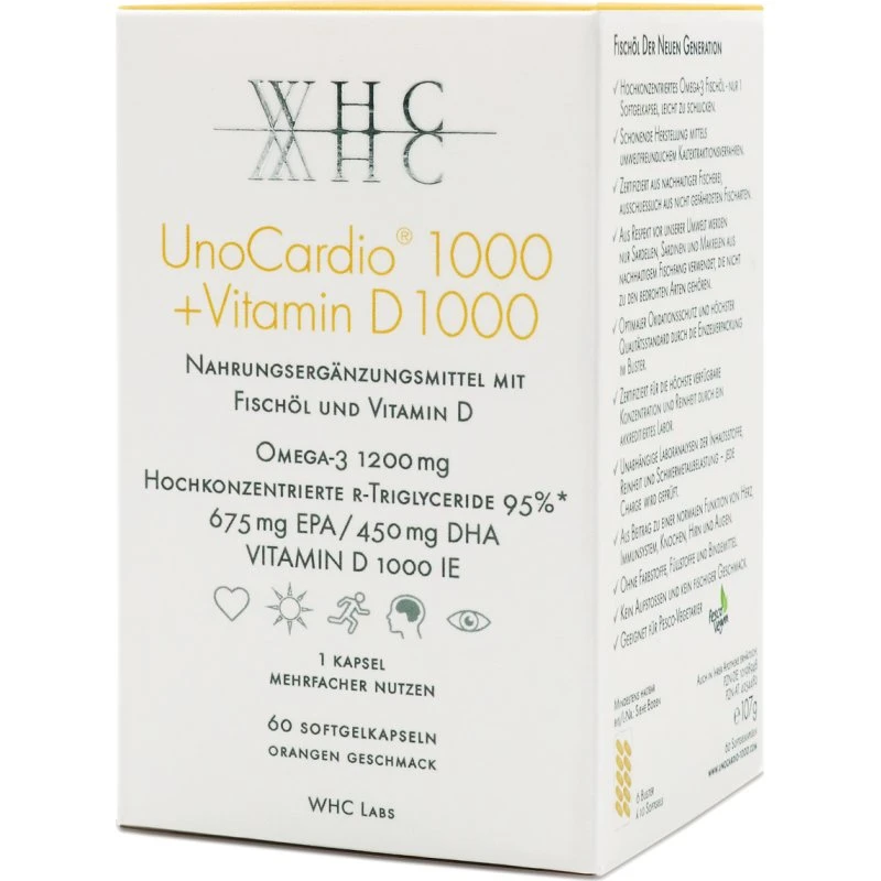 WHC UnoCardio® 1000 + Vitamin D 1000 Softgel-Kapseln