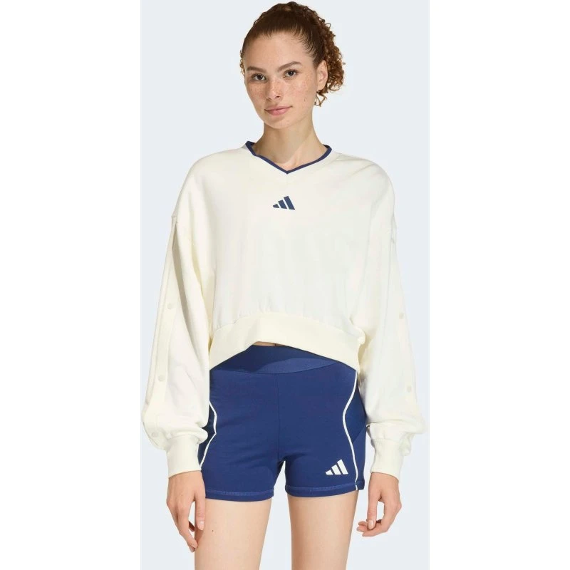 adidas Stadium Rundhals-Sweatshirt Damen Weiß Loose Fit
