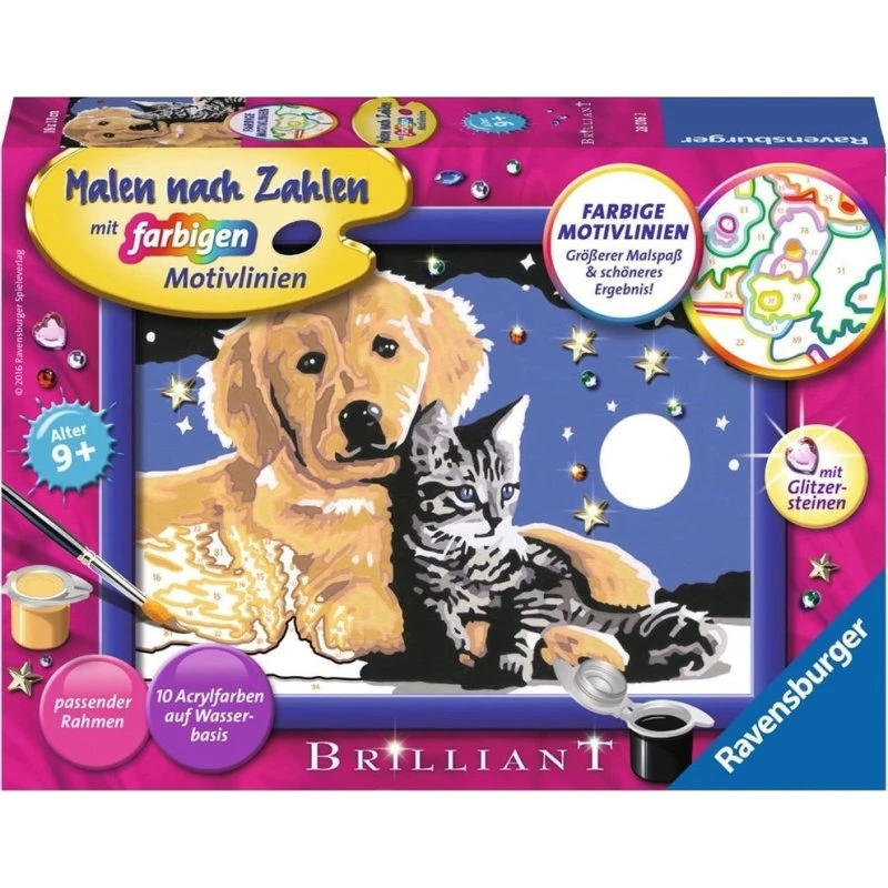 CreArt Malen nach Zahlen Kinder - Funkelnder Sternenhimmel mit Glitzersteinen