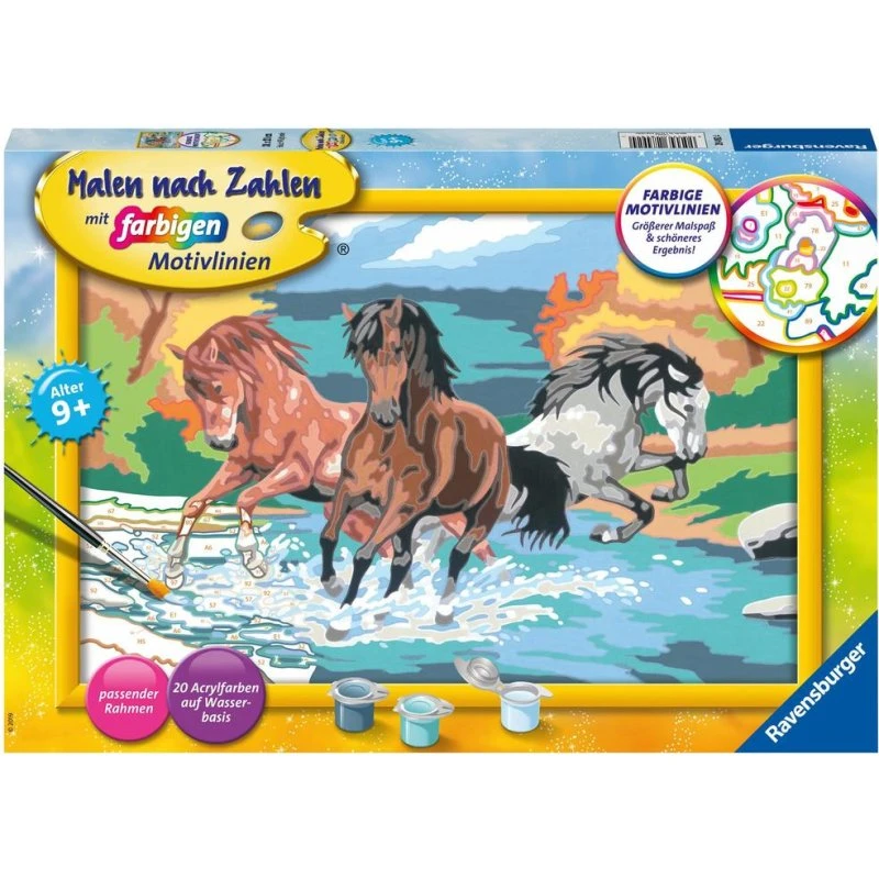 CreArt Malen nach Zahlen Kinder - Stolze Wildpferde
