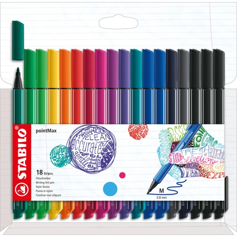 STABILO pointMax Fasermaler 18er Set im Kartonetuie