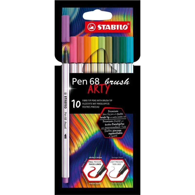 STABILO Pen 68 brush ARTY 10er Set Filzstifte