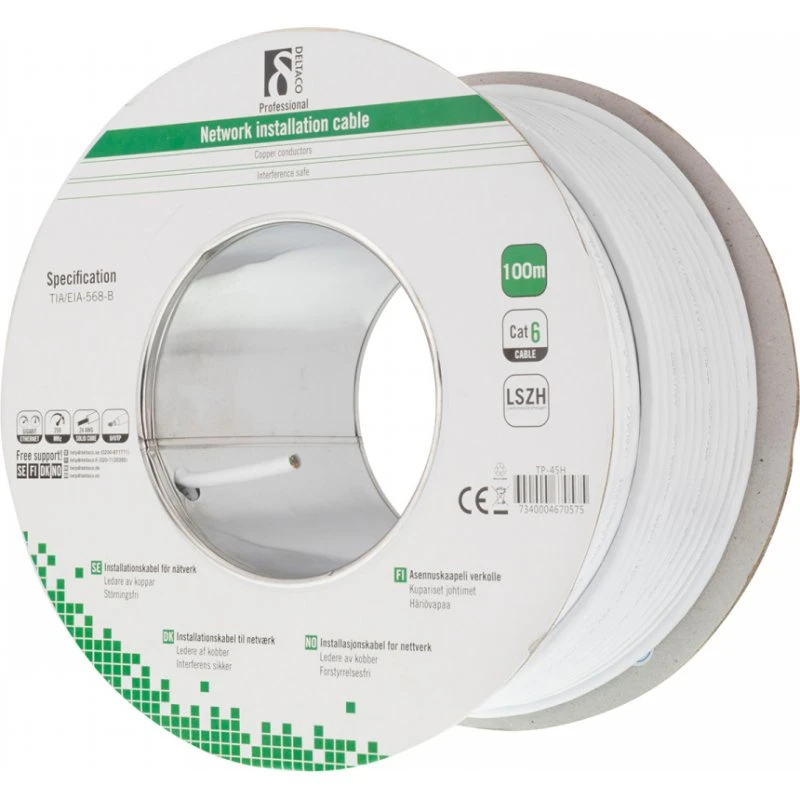 deltaco Cat6 U/UTP LSZH 100m weiß