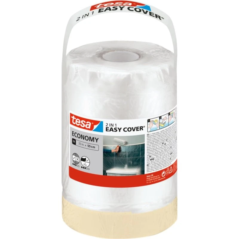 tesa Easy Cover Economy 2-in-1 Malerfolie & Klebeband 33cm x 33m