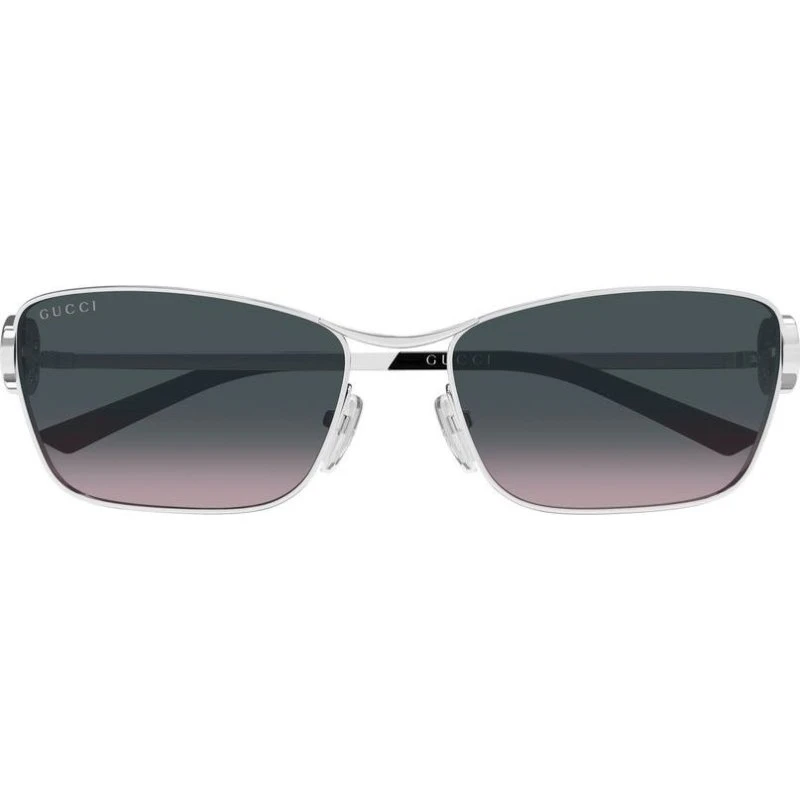 Gucci GG2045S Cat Eye Sonnenbrille Silber Grau 58mm