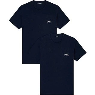 Emporio Armani T-Shirt 2er-Set Stretch-Jersey Marine Herren L