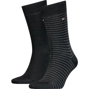 Tommy Hilfiger Socken 2er-Set Schwarz mit Streifen Gr. 47-49