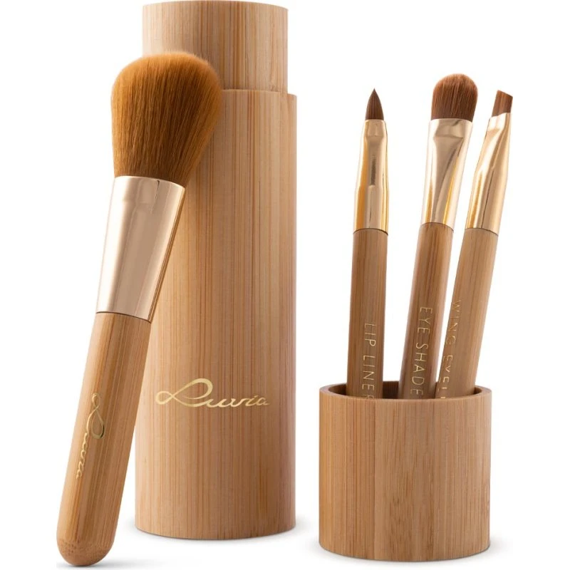 Luvia Cosmetics Travel Bamboo Pinselset, 4-teilig, vegan