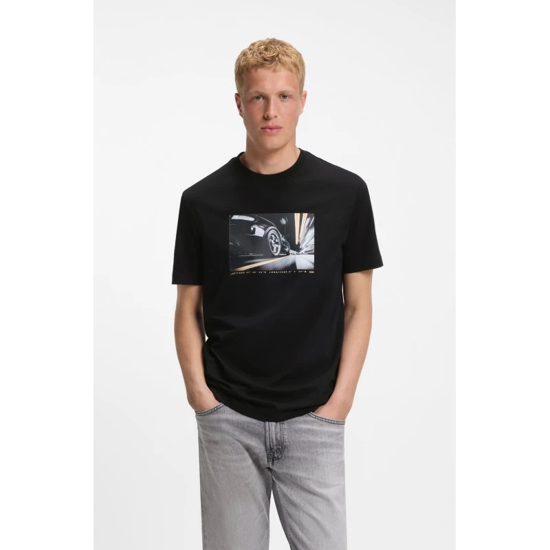 BOSS T-Shirt Te Motors in Schwarz - Regular Fit