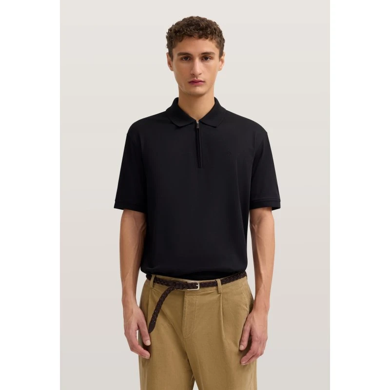 bugatti Poloshirt mit Reißverschluss in Schwarz