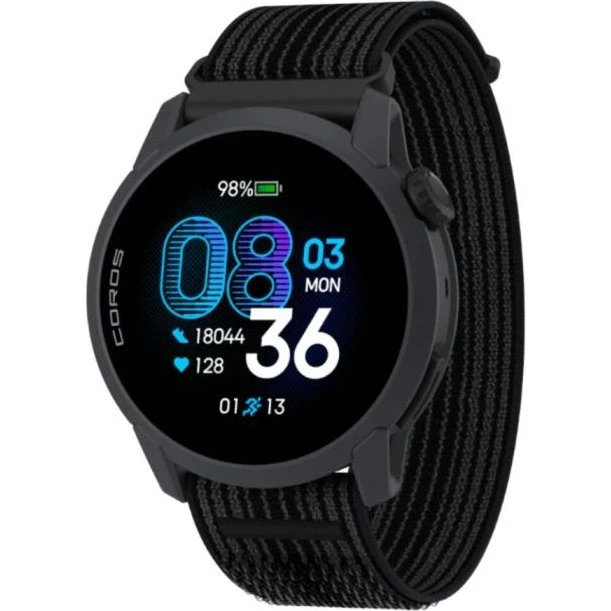 COROS PACE 4 GPS-Sportuhr mit AMOLED-Display & Nylonarmband, Schwarz