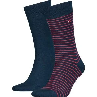 Tommy Hilfiger Socken 2er-Pack Rot gestreift Herren Gr. 43-46