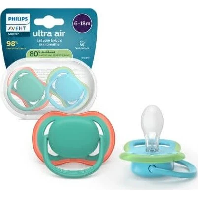 Philips Avent Ultra Air Schnuller, Blau/Grün, 6-18 Monate, 2er Pack