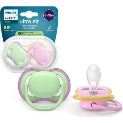 Philips Avent Ultra Air Schnuller, Rosa/Grün, 6-18 Monate, 2er-Pack